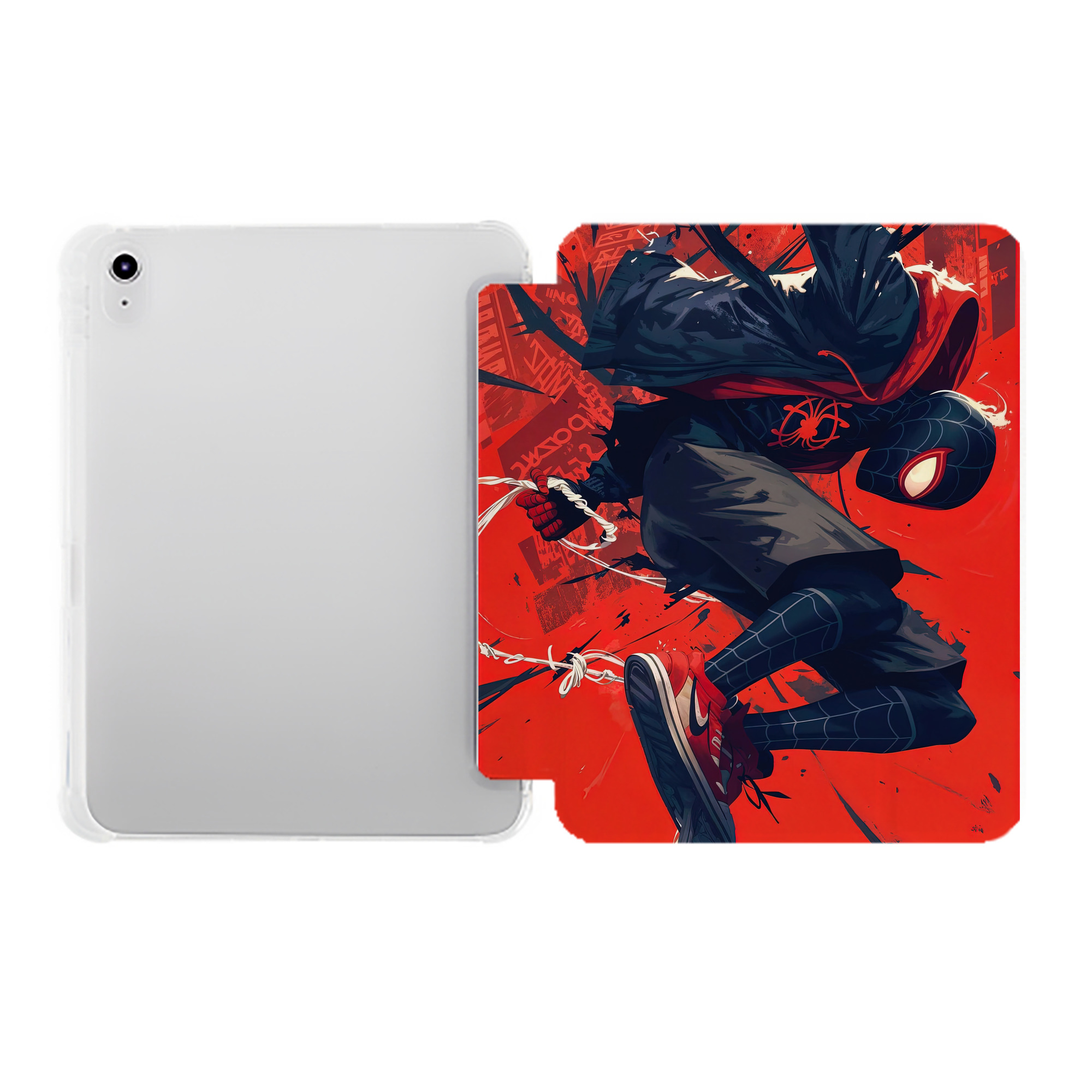 （画像用） Spider Man スパイダーマン IPad ケース ペン収納付き 三つ折りスタンド PUレザー×シリコン 対応機種9.5/10.5/10.9インチ